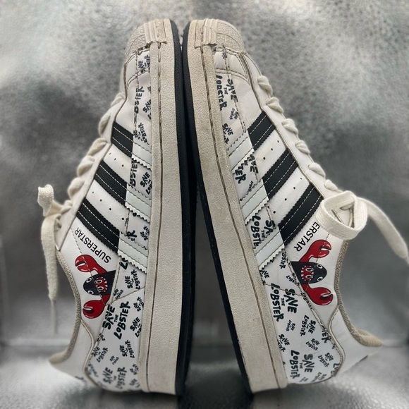 Adidas x Philip Colbert Save The Lobsters Superstar White Black Sneakers Sz 7 - Picture 12 of 16
